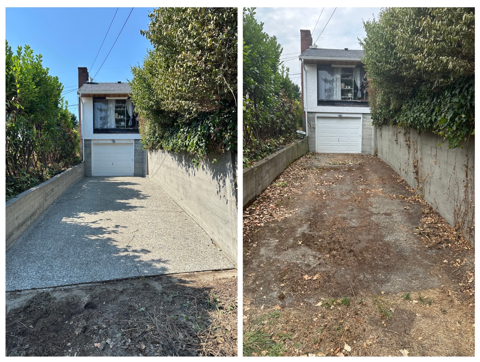 Driveway pressure washing before and after in Nampa Idaho